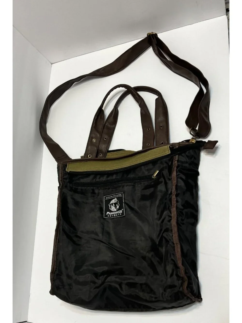 Attack On Titan Canvas Shoulder Tote Bag With Leather Straps & Anime Logo Design